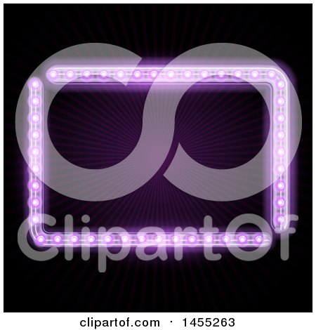 Clipart of a Glowing Purple Neon Frame over Black - Royalty Free Vector Illustration by KJ Pargeter