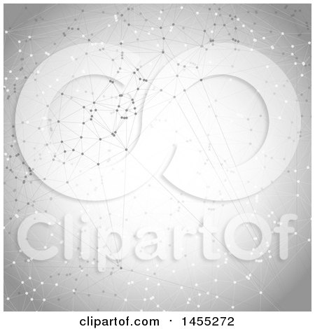 Clipart of a Grayscale Low Poly Connected Dots Background - Royalty Free Vector Illustration by KJ Pargeter