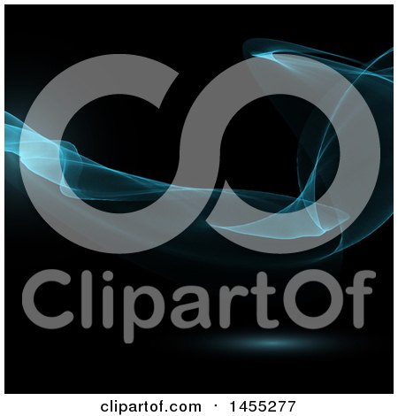 Clipart of a Blue Smoke Waves on Black Background - Royalty Free Vector Illustration by KJ Pargeter