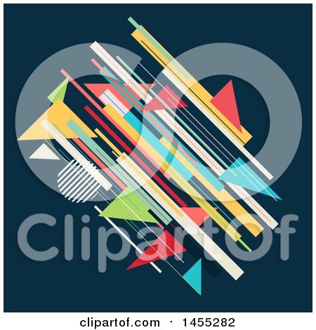 Clipart of a Retro Geometric Cluster on Dark Blue - Royalty Free Vector Illustration by KJ Pargeter