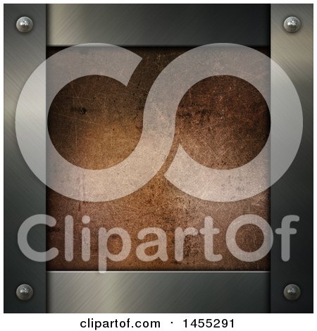 Clipart of a Metal Frame over Brown - Royalty Free Illustration by KJ Pargeter