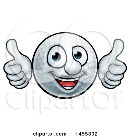 Clipart of a Cartoon Golf Ball Mascot Giving Two Thumbs up - Royalty Free Vector Illustration by AtStockIllustration