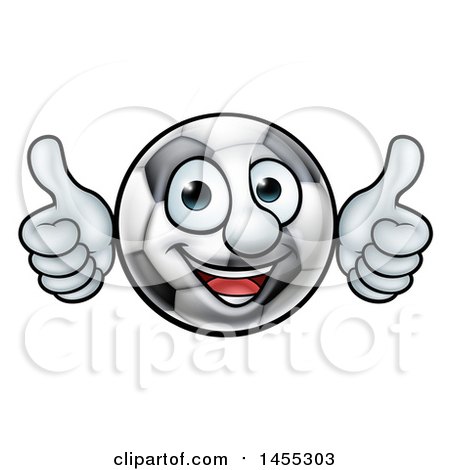 Clipart of a Cartoon Soccer Ball Mascot Character Giving Two Thumbs up - Royalty Free Vector Illustration by AtStockIllustration