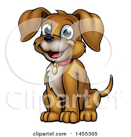 Clipart of a Cartoon Happy Sitting Puppy Dog - Royalty Free Vector Illustration by AtStockIllustration