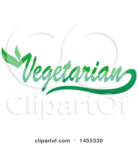 Clipart of a Green Vegetarian Text Design with Leaves - Royalty Free Vector Illustration by Domenico Condello