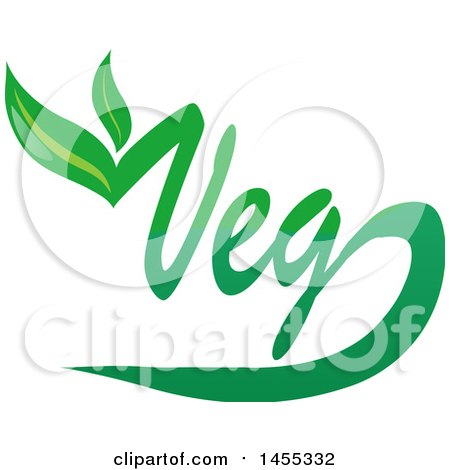 Clipart of a Green Veg Text Design with Leaves - Royalty Free Vector Illustration by Domenico Condello