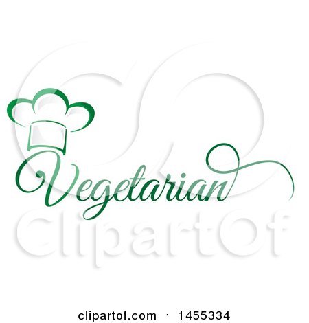 Clipart of a Green Chef Hat and Vegetarian Text Design - Royalty Free Vector Illustration by Domenico Condello