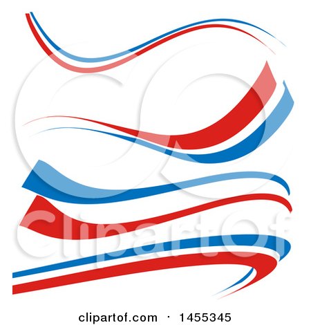 Clipart of French Flag Themed Swoosh Design Elements - Royalty Free Vector Illustration by Domenico Condello