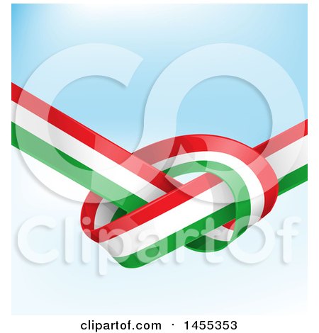 Clipart of a Knotted Italian Ribbon Flag over Gradient - Royalty Free Vector Illustration by Domenico Condello