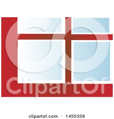 Clipart of a Red Wall and Window Design - Royalty Free Vector Illustration by Domenico Condello