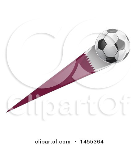Clipart of a Soccer Ball and Qatar Flag Ribbon - Royalty Free Vector Illustration by Domenico Condello