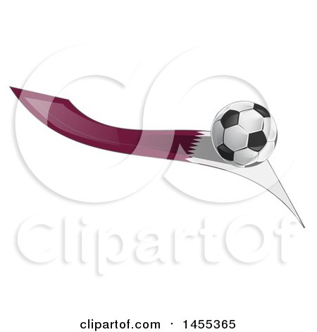 Clipart of a Soccer Ball and Qatar Flag Ribbon - Royalty Free Vector Illustration by Domenico Condello