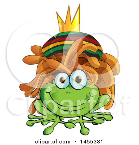 Clipart of a Cartoon Happy Rasta Frog with Dreadlocks - Royalty Free Vector Illustration by Domenico Condello