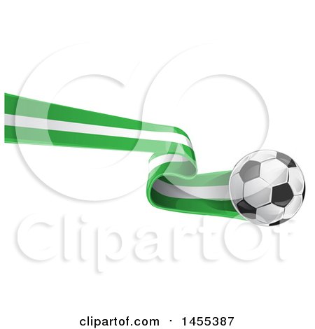 Clipart of a Soccer Ball and Nigerian Flag Ribbon - Royalty Free Vector Illustration by Domenico Condello