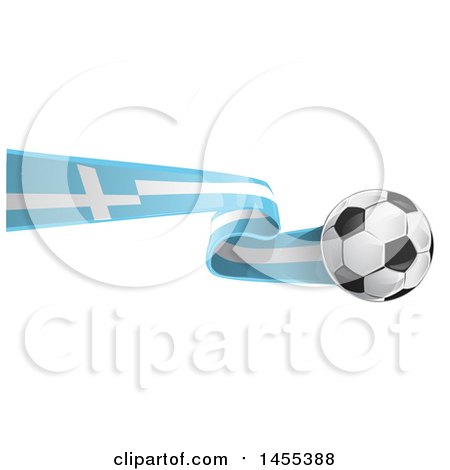 Clipart of a Soccer Ball and Greek Flag Ribbon - Royalty Free Vector Illustration by Domenico Condello