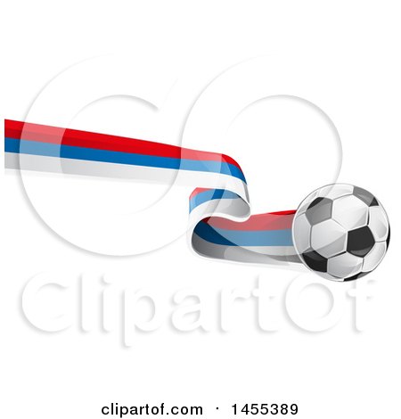 Clipart of a Soccer Ball and Russian Flag Ribbon - Royalty Free Vector Illustration by Domenico Condello