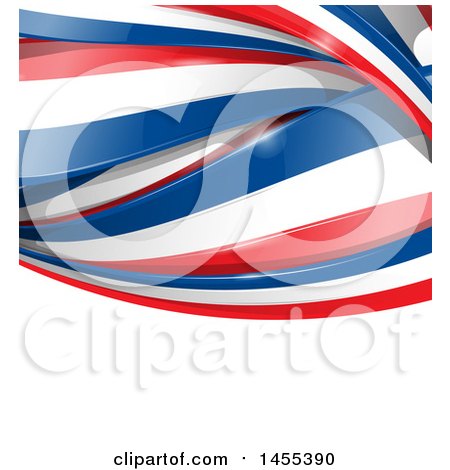 Clipart of a Background of French Flag Ribbon Banners over White Text Space - Royalty Free Vector Illustration by Domenico Condello