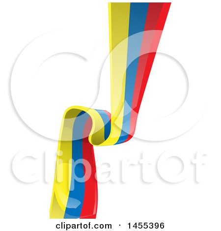 Clipart of a Vertical Colombian Ribbon Banner Flag - Royalty Free Vector Illustration by Domenico Condello