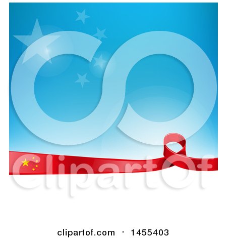 Clipart of a Chinese Ribbon Flag Border Between White and Blue - Royalty Free Vector Illustration by Domenico Condello