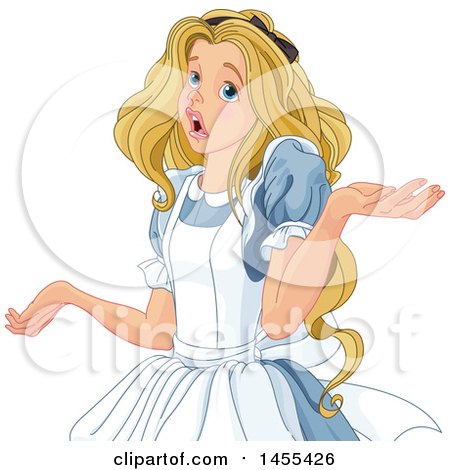 Clipart of a Shrugging Alice in Wonderland - Royalty Free Vector Illustration by Pushkin
