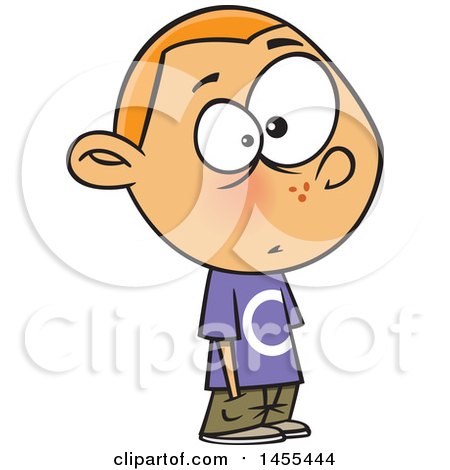 Clipart of a Cartoon White Boy Waiting in Line with Hands in His Pockets - Royalty Free Vector Illustration by toonaday
