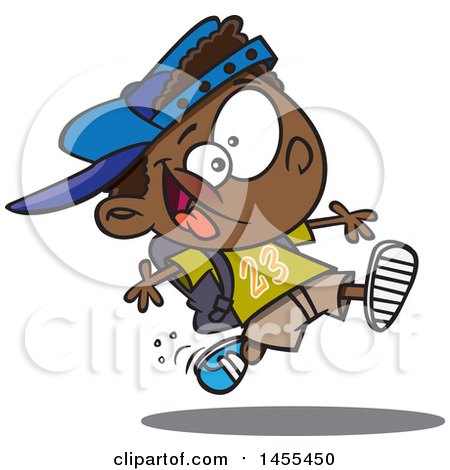Clipart of a Cartoon Energetic Black School Boy Running - Royalty Free Vector Illustration by toonaday
