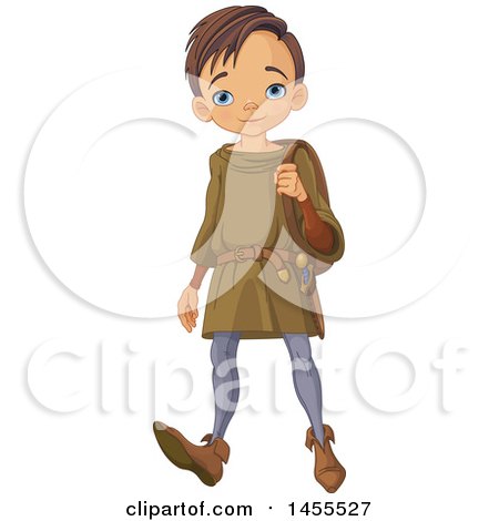 Clipart of a Boy Walking with a Bag, Arthur - Royalty Free Vector Illustration by Pushkin