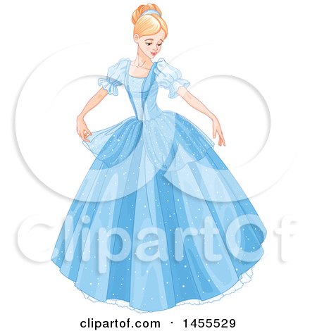 Clipart of a Beautiful Princess, Cinderella, in a Blue Ball Gown - Royalty Free Vector Illustration by Pushkin