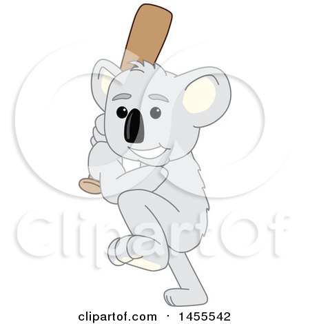 Clipart of a Koala Bear School Mascot Character Swinging a Baseball Bat - Royalty Free Vector Illustration by Mascot Junction