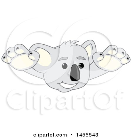 Clipart of a Koala Bear School Mascot Character Wrestler Leaping or Swimmer Diving - Royalty Free Vector Illustration by Mascot Junction
