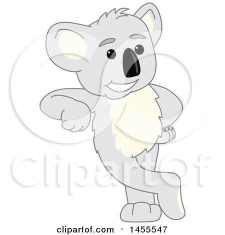 Clipart of a Koala Bear School Mascot Character Leaning - Royalty Free Vector Illustration by Mascot Junction