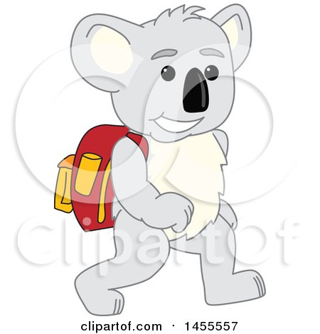 Clipart of a Koala Bear School Mascot Character Student Walking - Royalty Free Vector Illustration by Mascot Junction