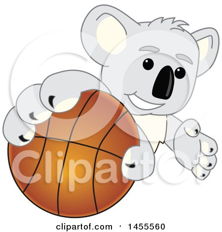 Clipart of a Koala Bear School Mascot Character Grabbing a Basketball - Royalty Free Vector Illustration by Mascot Junction