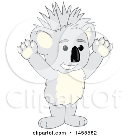 Clipart of a Cheering Koala Bear School Mascot Character with a Mohawk - Royalty Free Vector Illustration by Mascot Junction