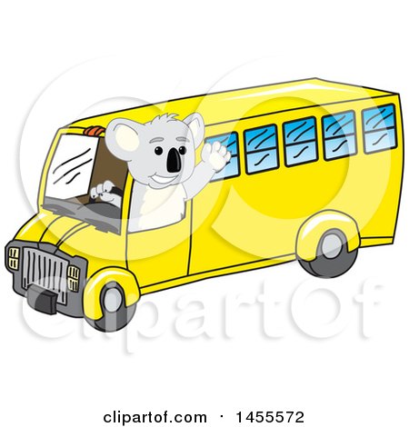 Clipart of a Koala Bear School Mascot Character Driving a Bus - Royalty Free Vector Illustration by Mascot Junction