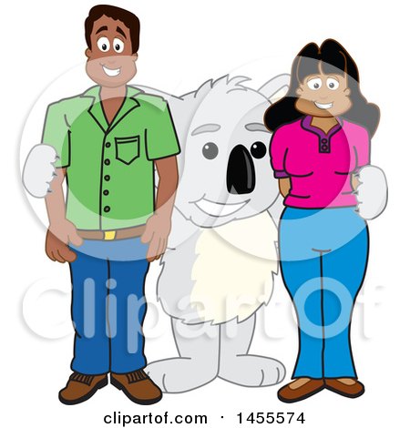 Clipart of a Koala Bear School Mascot Character with Parents - Royalty Free Vector Illustration by Mascot Junction