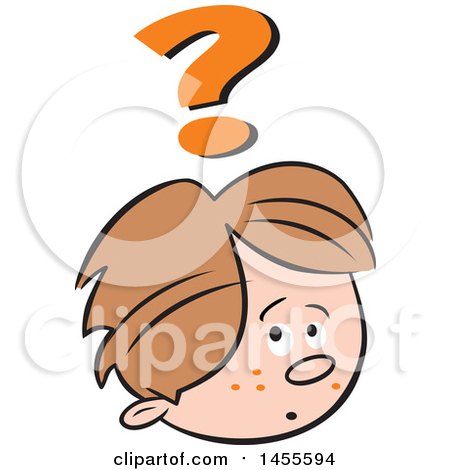 Clipart of a Cartoon Caucasian Boy Questioning - Royalty Free Vector Illustration by Johnny Sajem