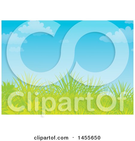 Clipart of a Grassy Hill and Blue Sky Backdrop - Royalty Free Illustration by Alex Bannykh