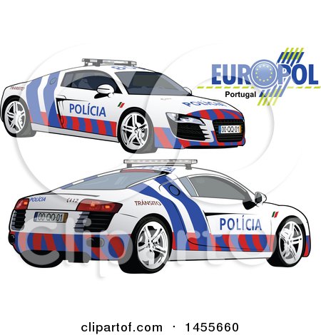 Clipart of a Portuguese Police Car Shown from the Side - Royalty Free Vector Illustration by dero