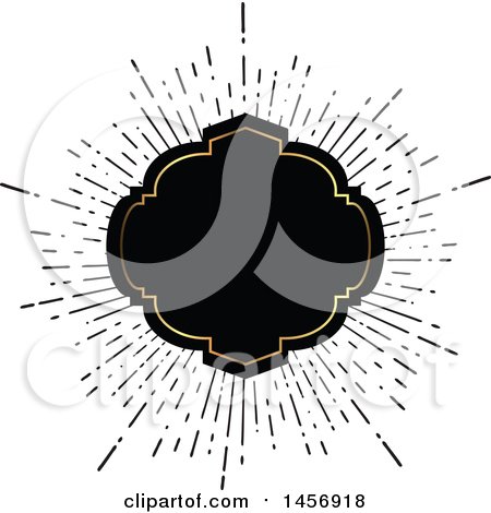Clipart of a Black and Gold Starburst Frame Design Element - Royalty Free Vector Illustration by KJ Pargeter