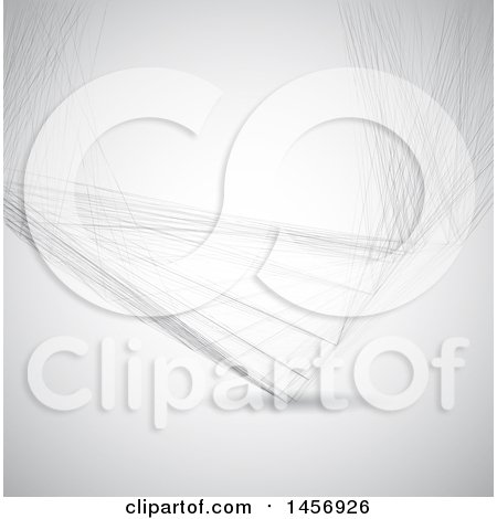 Clipart of a Grayscale Abstract Wireframe Background - Royalty Free Vector Illustration by KJ Pargeter