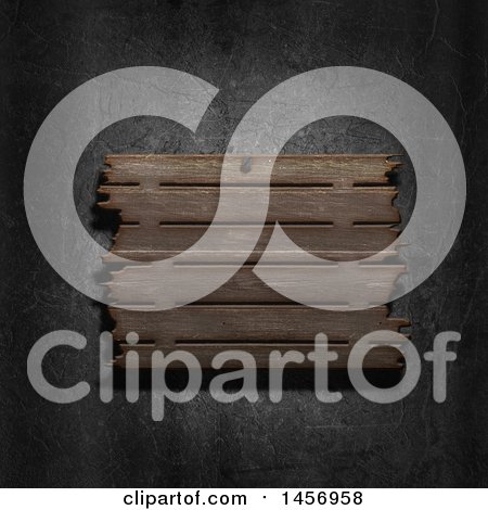 Clipart of a 3d Aged Wood Sign over Metal - Royalty Free Illustration by KJ Pargeter