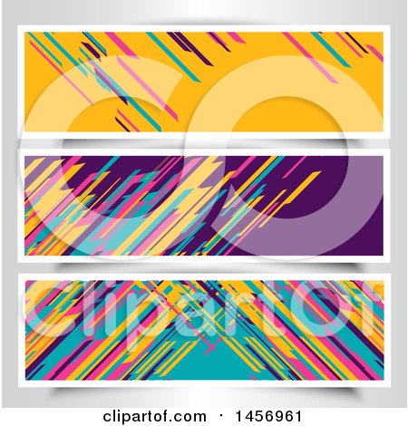 Clipart of Website Banners or Headers Made of Colorful Lines, with White Borders, on a Gray Background - Royalty Free Vector Illustration by KJ Pargeter