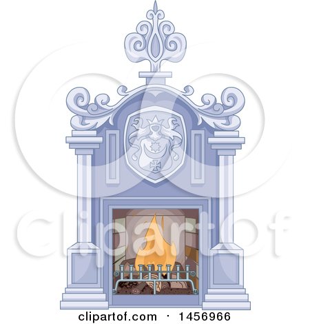 Clipart of a Palace Fireplace - Royalty Free Vector Illustration by Pushkin