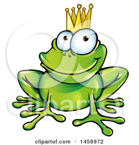 Cartoon Clipart of a Prince Frog Wearing a Crown - Royalty Free Vector Illustration by Domenico Condello