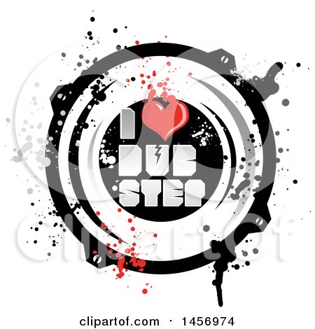Clipart of a Heart in an I Lopve Dubstep Design with Splatters - Royalty Free Vector Illustration by Domenico Condello
