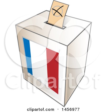 Clipart of a Ballot in the Slot of a French Flag Election Voting Box - Royalty Free Vector Illustration by Domenico Condello