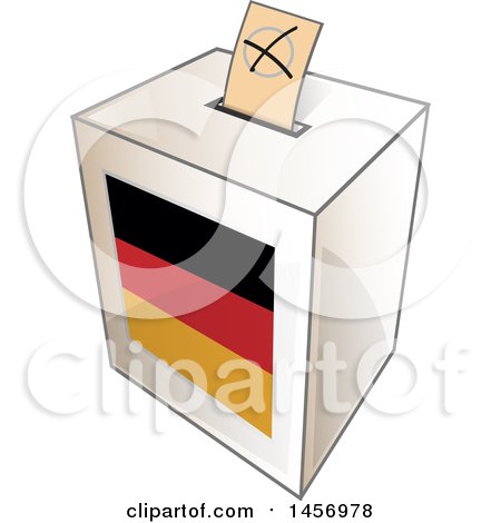 Clipart of a Ballot in the Slot of a German Flag Election Voting Box - Royalty Free Vector Illustration by Domenico Condello