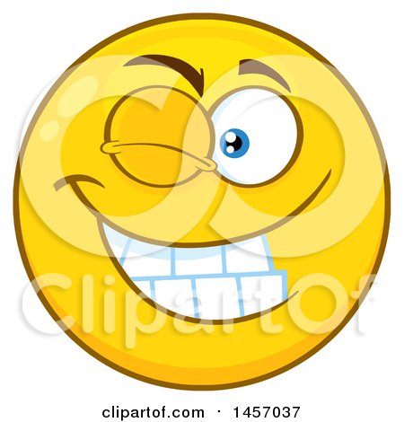 Clipart of a Cartoon Winking Yellow Emoji Smiley Face - Royalty Free Vector Illustration by Hit Toon