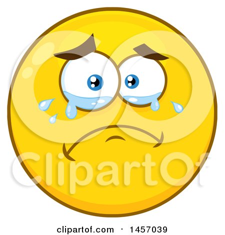 Clipart of a Cartoon Crying Yellow Emoji Smiley Face - Royalty Free Vector Illustration by Hit Toon